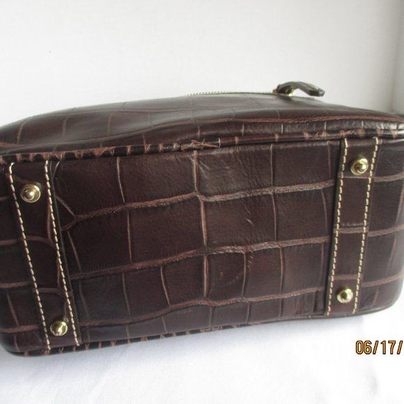 Dooney & Bourke Croc Embossed Dark Chocolate Purse - Picture 3 of 4